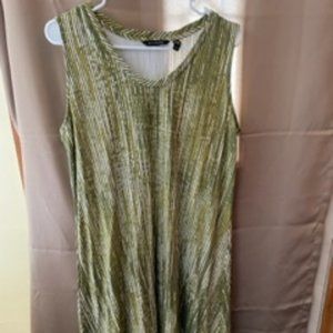 H by Halston Petite Printed Sleeveless Hi Low Midi Dress Vine Large